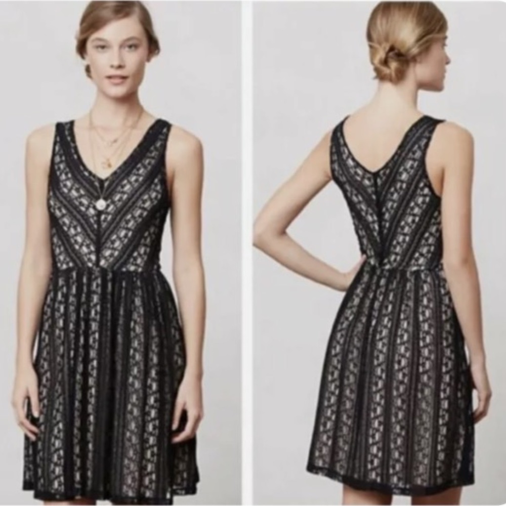 Anthropologie Moulinette Soeurs Myrna Black Lace Dress Size M